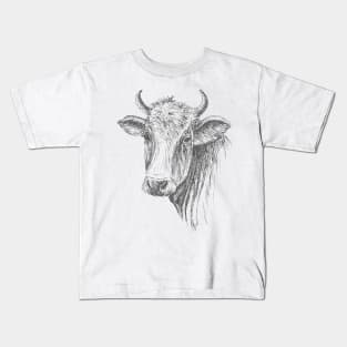 Cow Face Sketch Kids T-Shirt